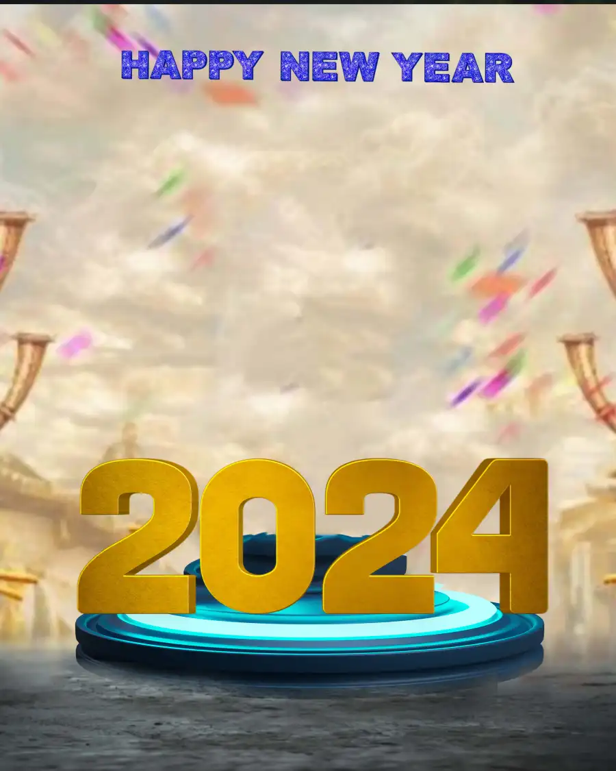 Happy New Year 2024 Blue Bowl  Picsart HD Background