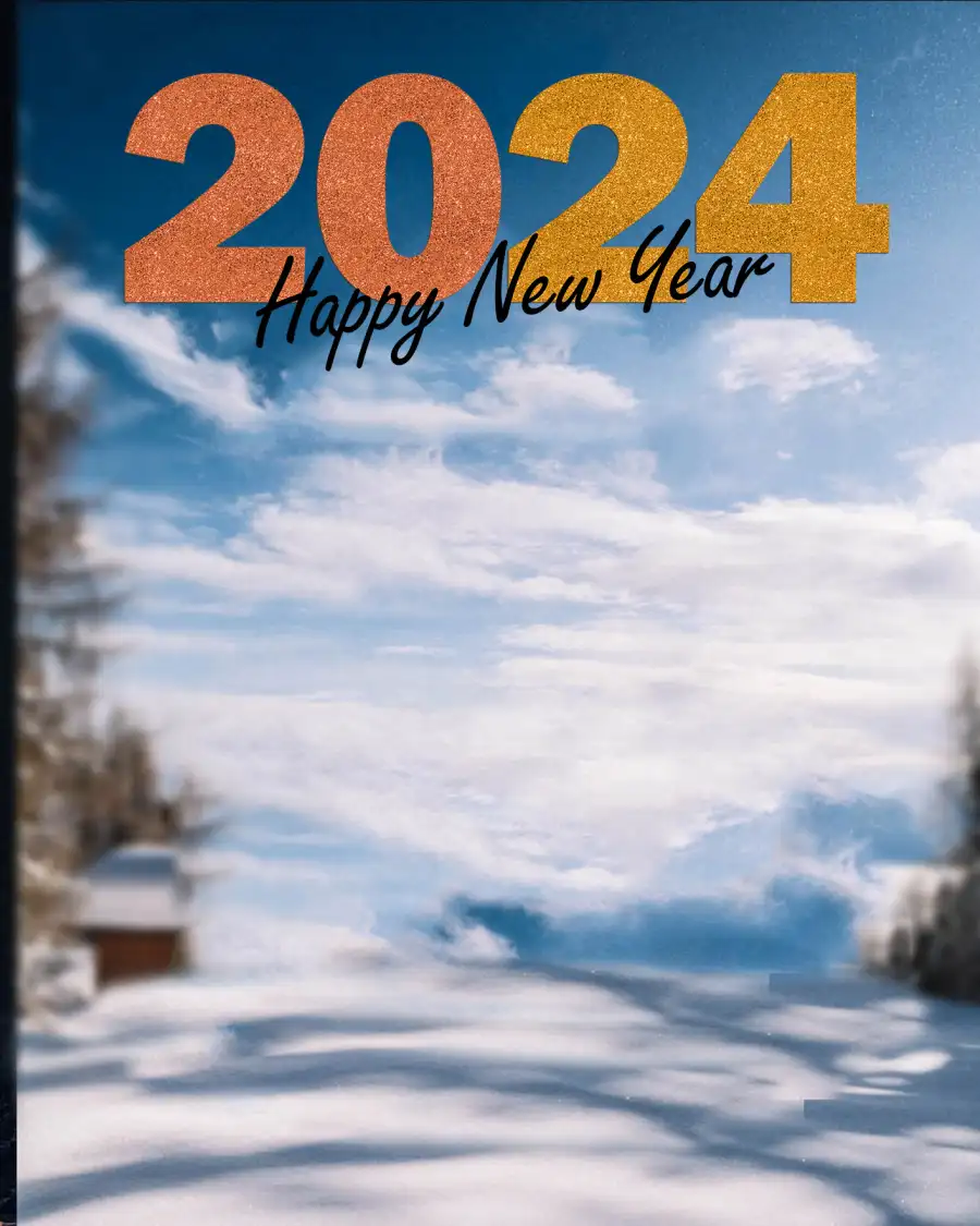 Happy New Year 2024 Blue Sky With Clouds Photo Editing Background