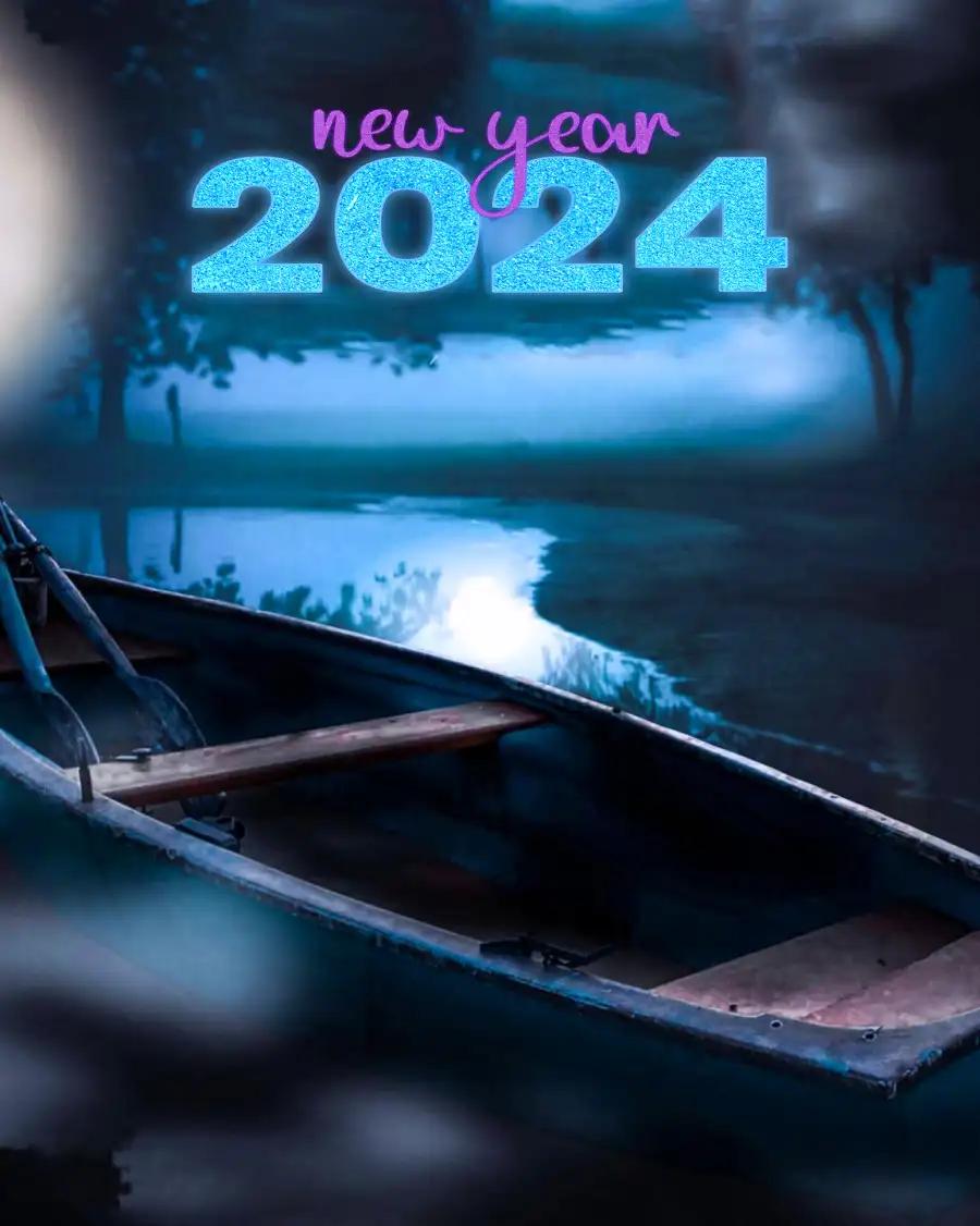 Happy New Year 2024 Boat HD CB Background