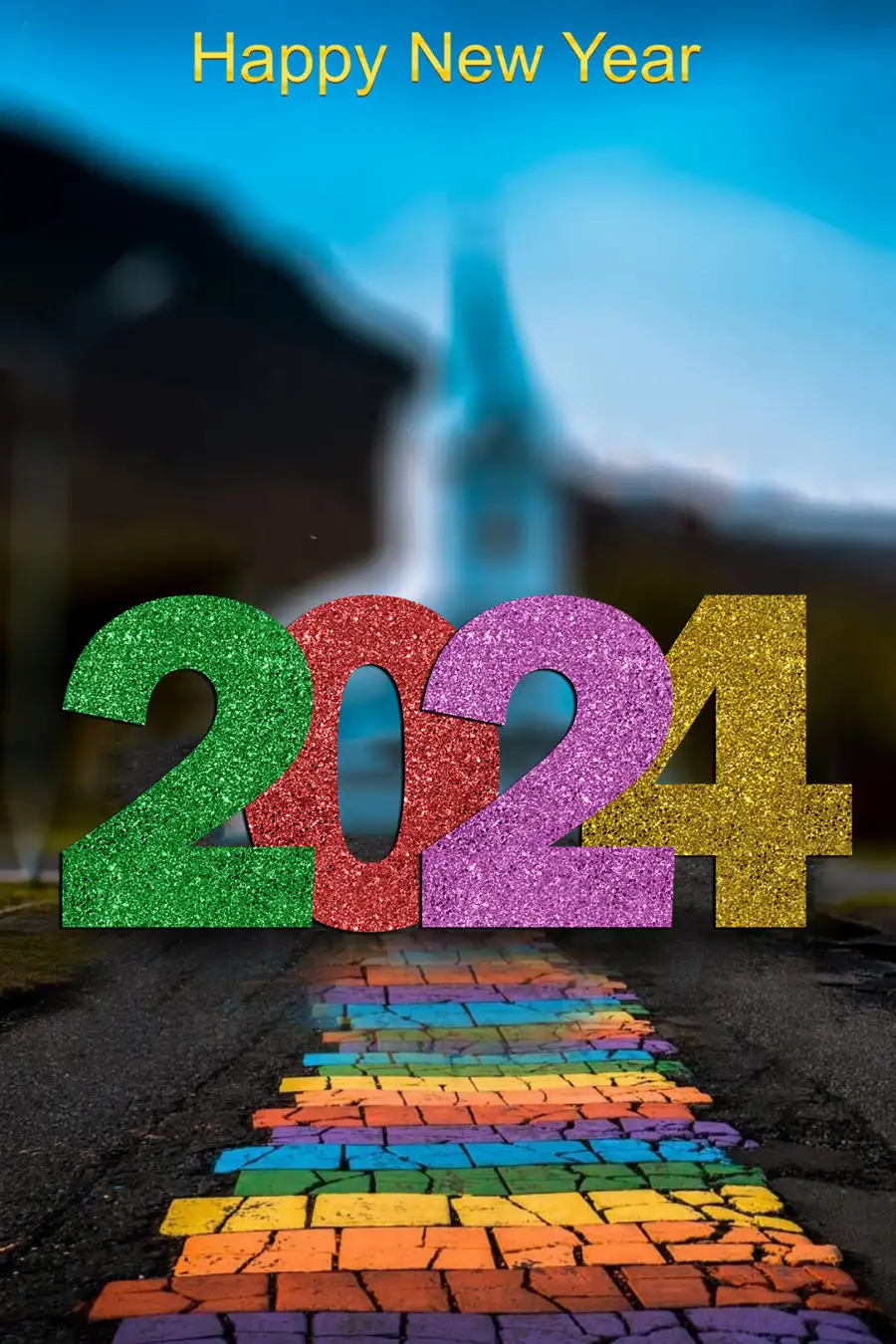 Happy New Year 2024 Brick Walkway Editing  Background