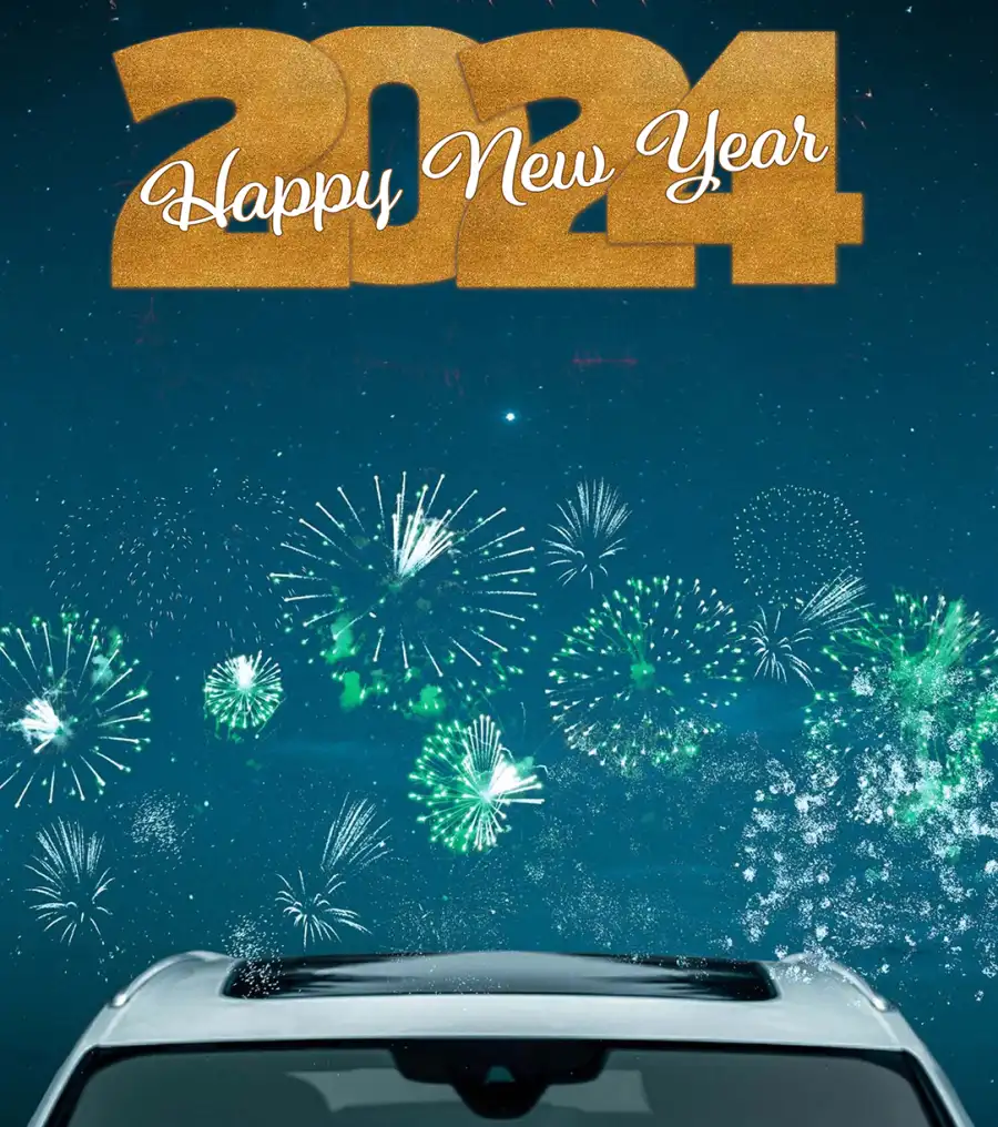 Happy New Year 2024 Car Editing  Green Fireworks HD  Background