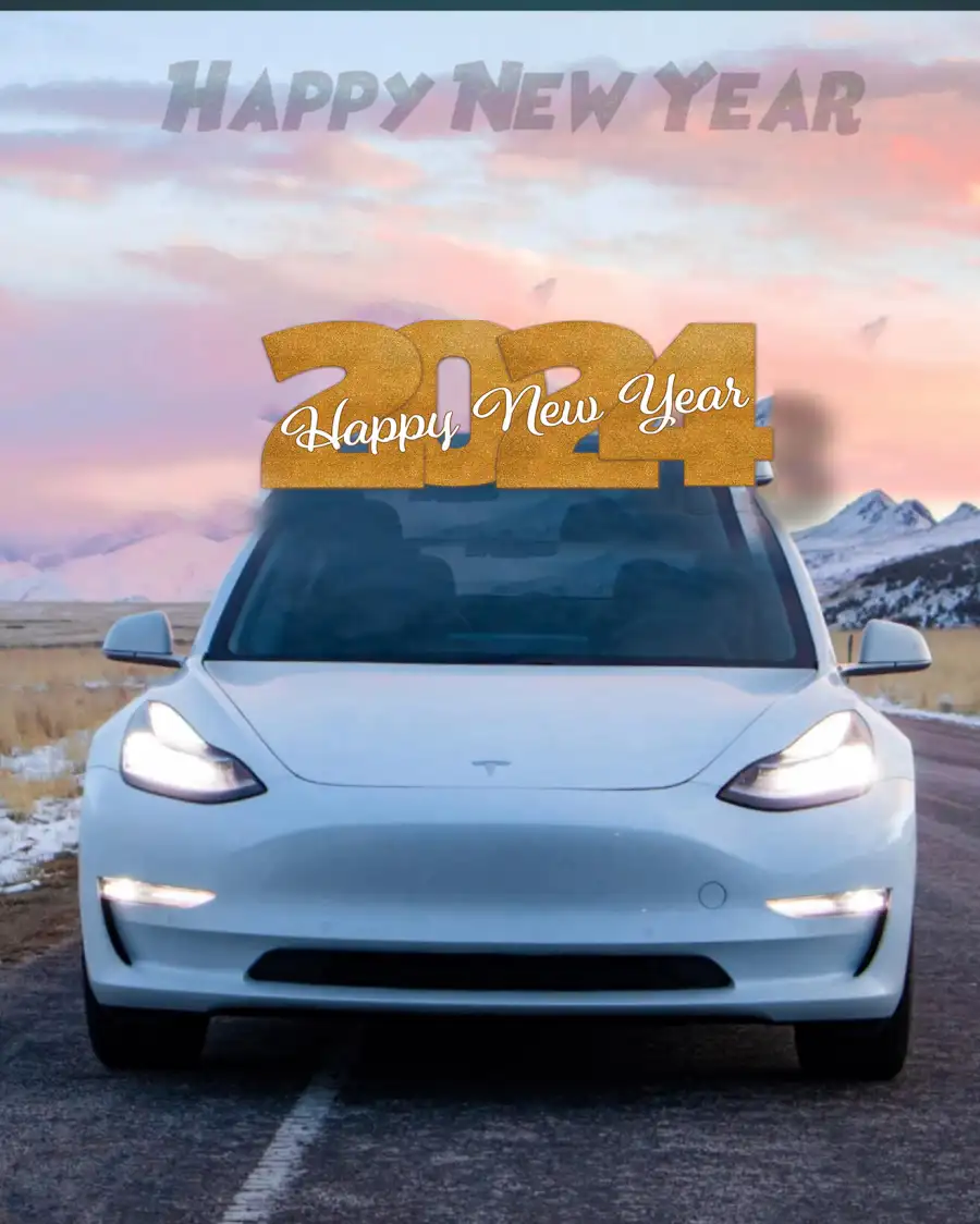 Happy New Year 2024 Car Parked In A Road Picsart Background