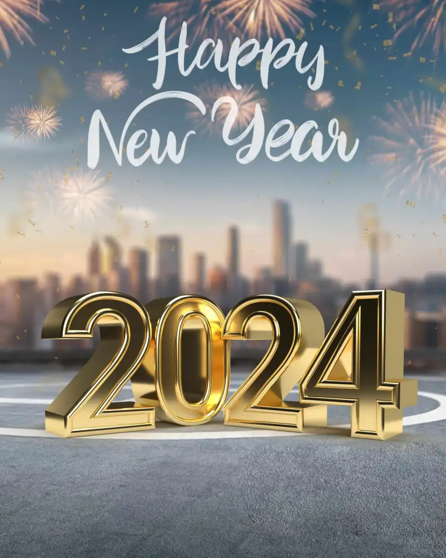 Happy New  Year 2024 City Sky Line Background