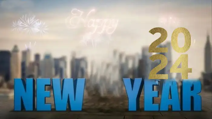 Happy New Year 2024 City Skyline Photo Editing Background