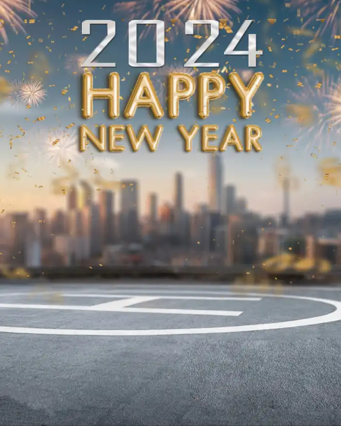 Happy New Year 2024 City Skyline With Fireworks In The Sky Picsrt Background