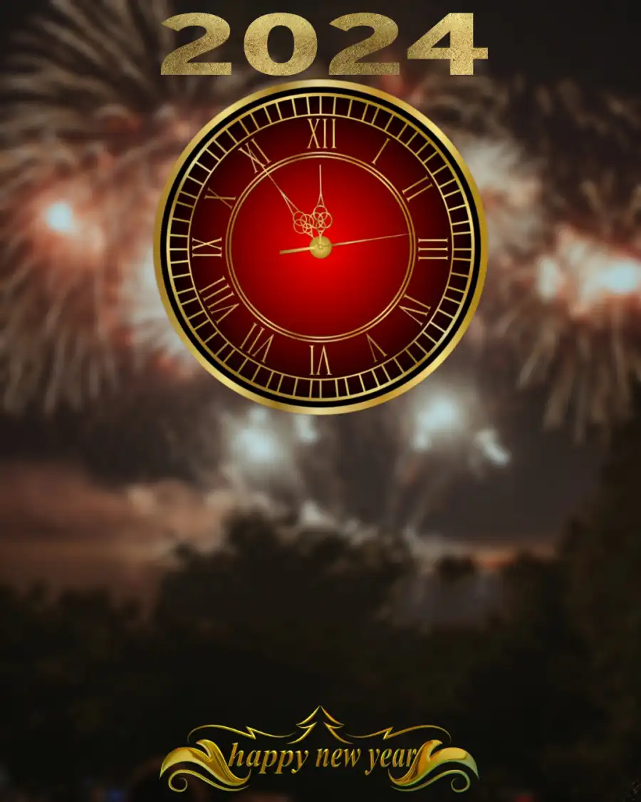 Happy New Year 2024 Clock Editing  Background