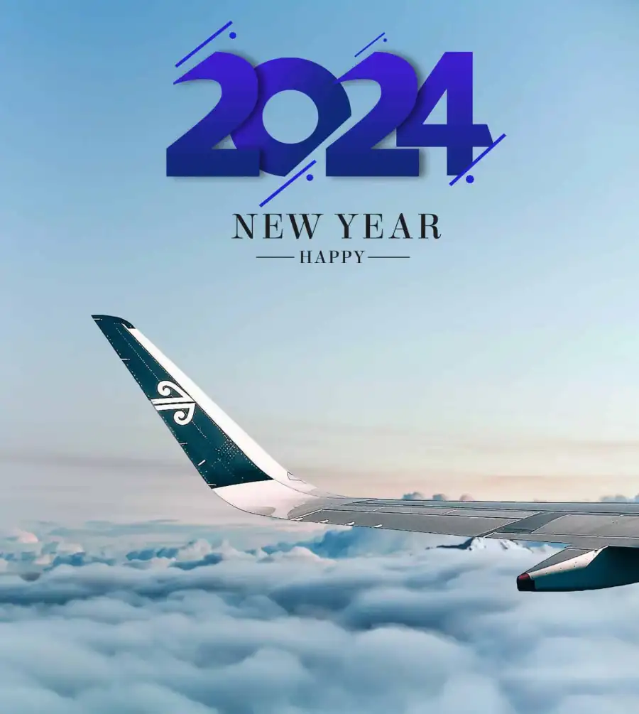 Happy New  Year 2024 Cloud Sky Background