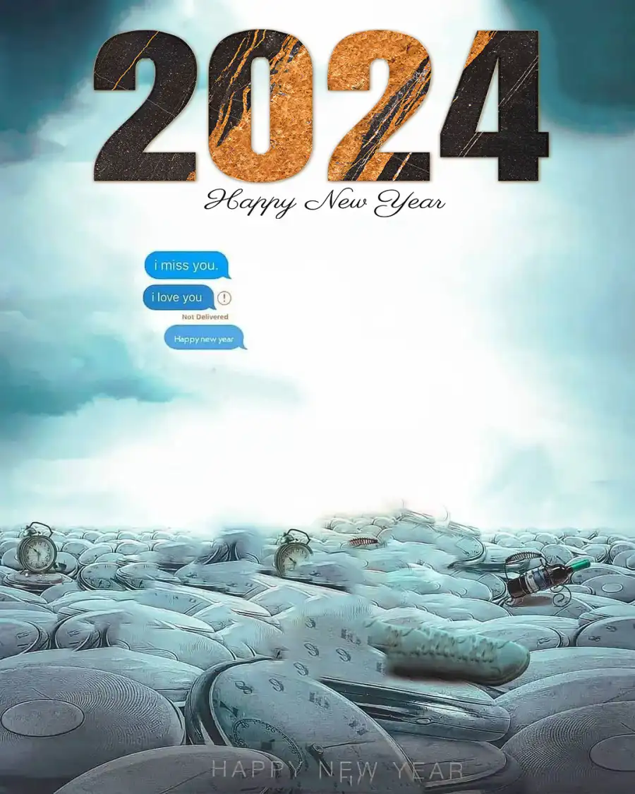 Happy New Year 2024 Editing  Clock HD Background