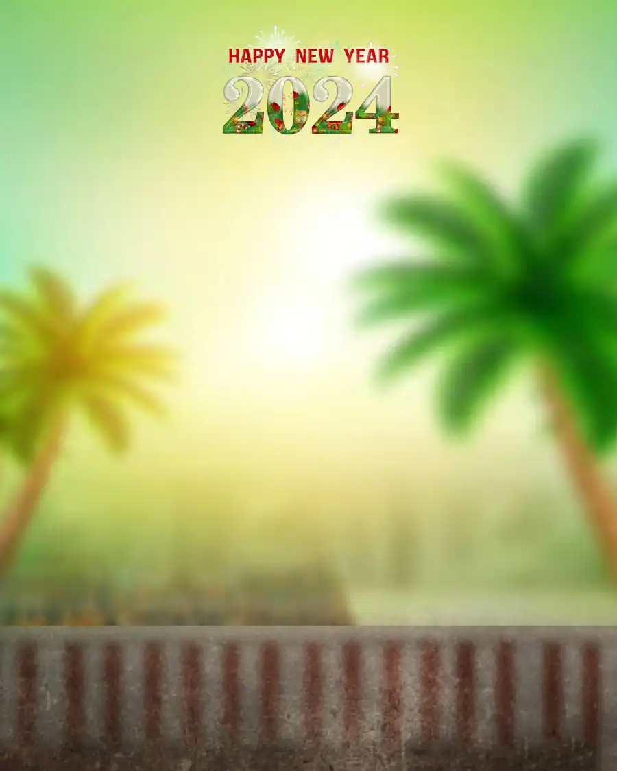 Happy New Year 2024 Editing Coconut Tree Background