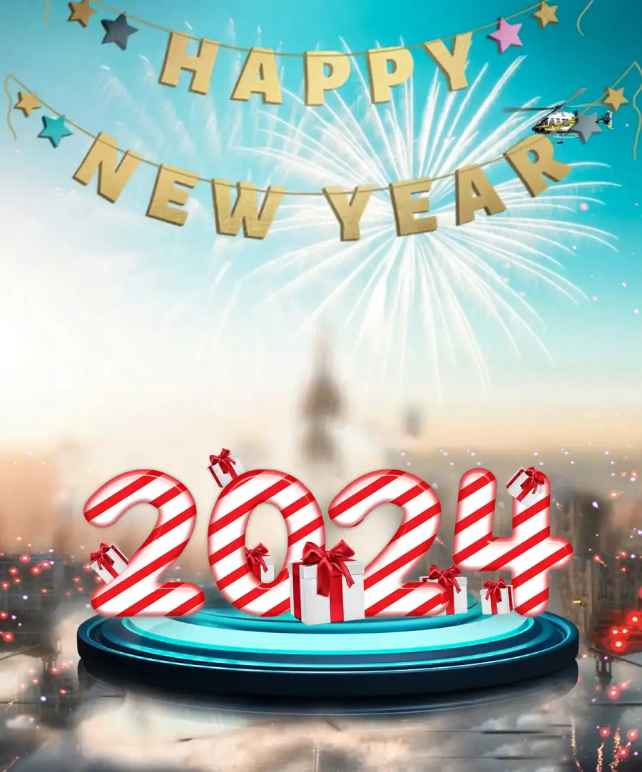 Happy New Year 2024 Editing Free HD Background