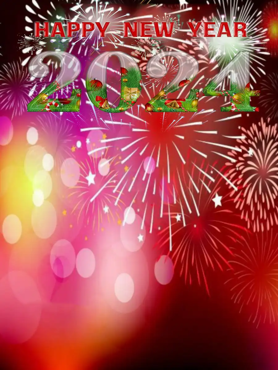 Happy New Year 2024 Editing  Red Fireworks HD  Background