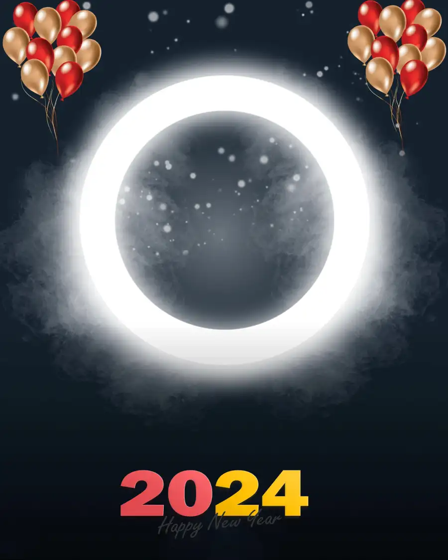 Happy New Year 2024 Editing  White CIRCLE Ring Background