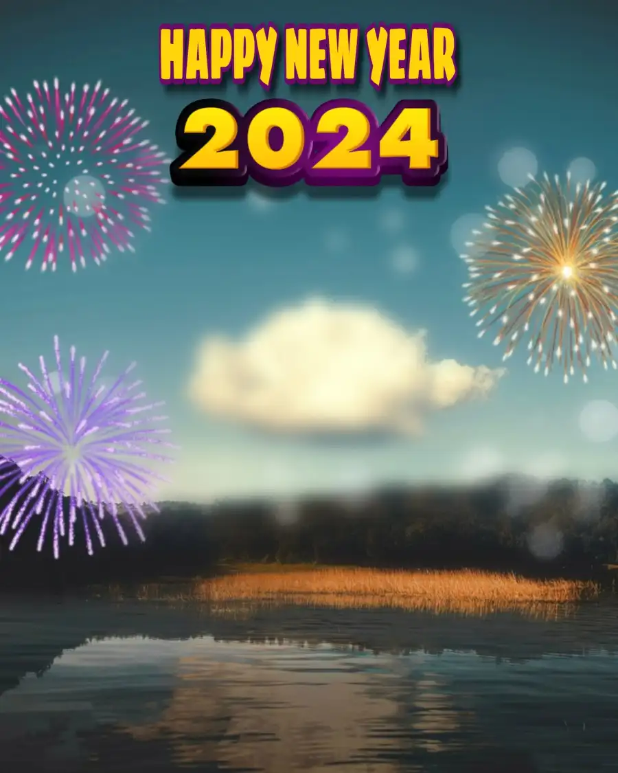 Happy New Year 2024 Fireworks In Sky Background