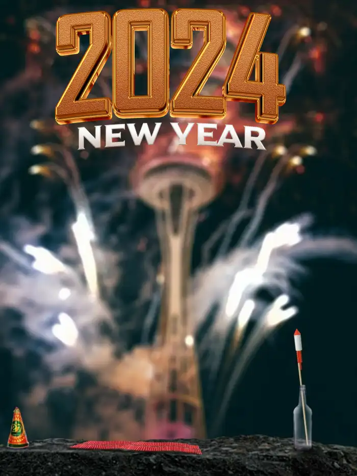 Happy New Year 2024  Fireworks In The Background For CB Editing