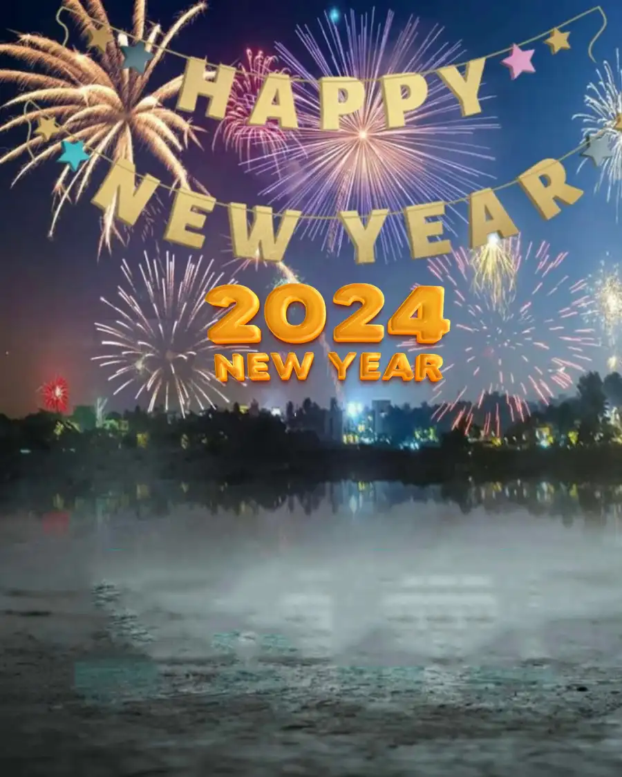 Happy New Year 2024 Fireworks In The Sky Editing Background