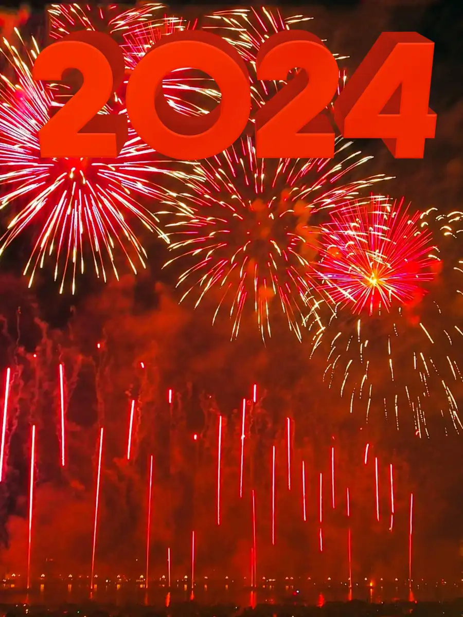 Happy New Year 2024 Fireworks In The Sky Editing  HD Background