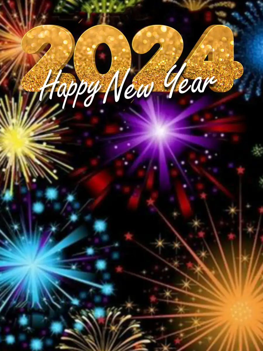 Happy New Year 2024 Fireworks In The Sky Ful HD Editing  Background