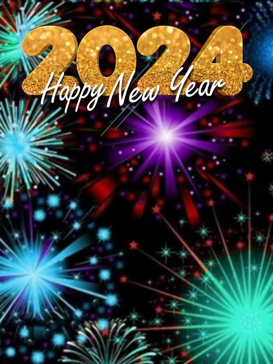 Happy New Year 2024 Fireworks In The Sky Full HD Background