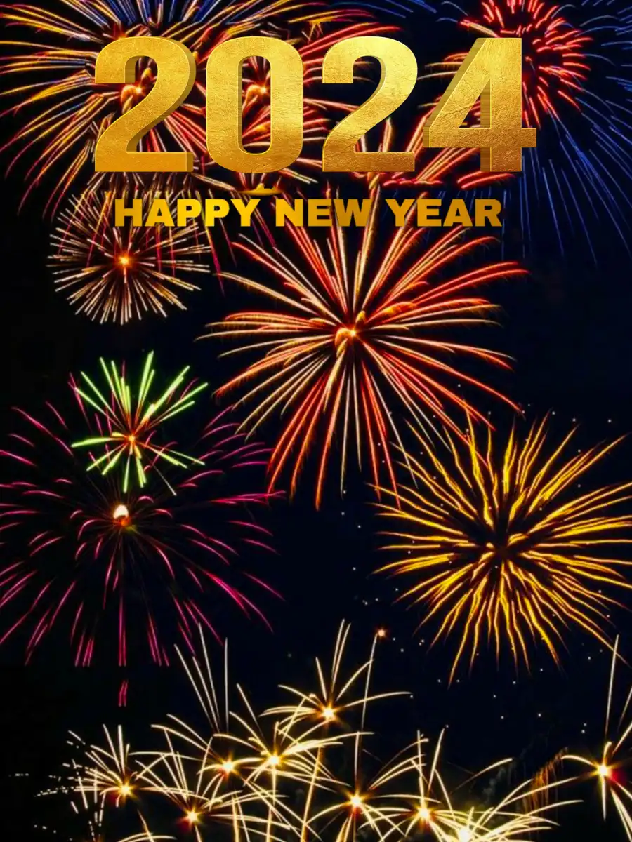 Happy New Year 2024 Fireworks In The Sky Photo Editing  Background