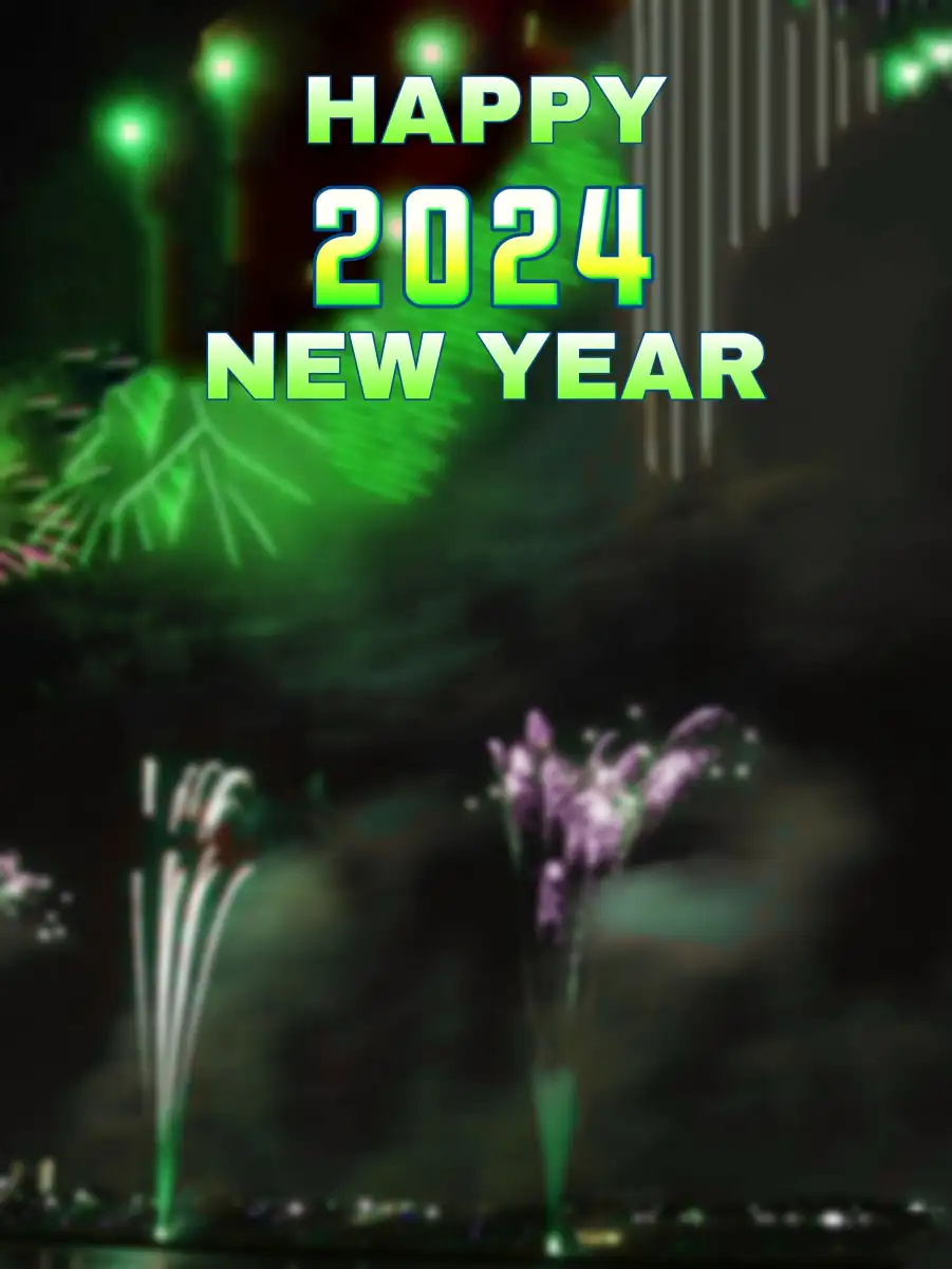 Happy New Year 2024 Geen Fireworks Editing Background