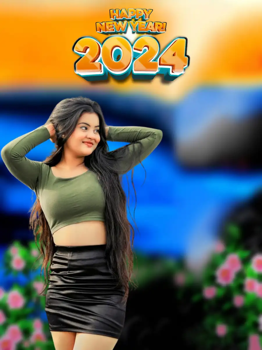 Happy New Year 2024 Girl Photo Editing Background