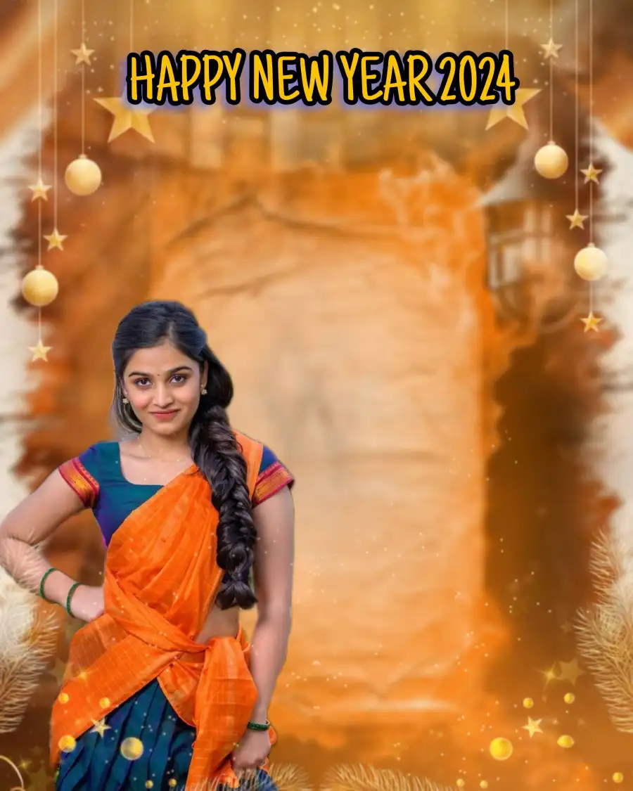 Happy New Year 2024 Girl Photoshop Editing Background