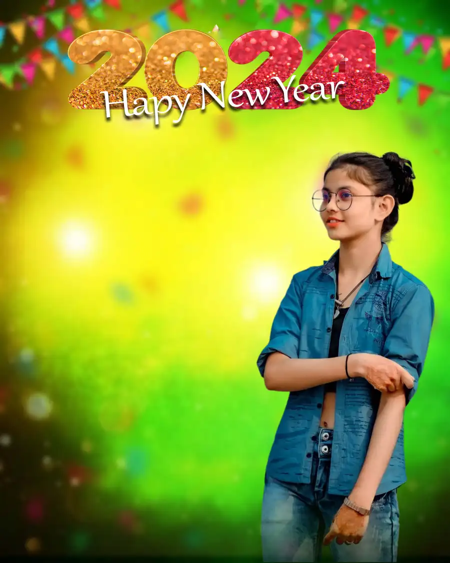 Happy New Year 2024 Girl Picsart Banner Background