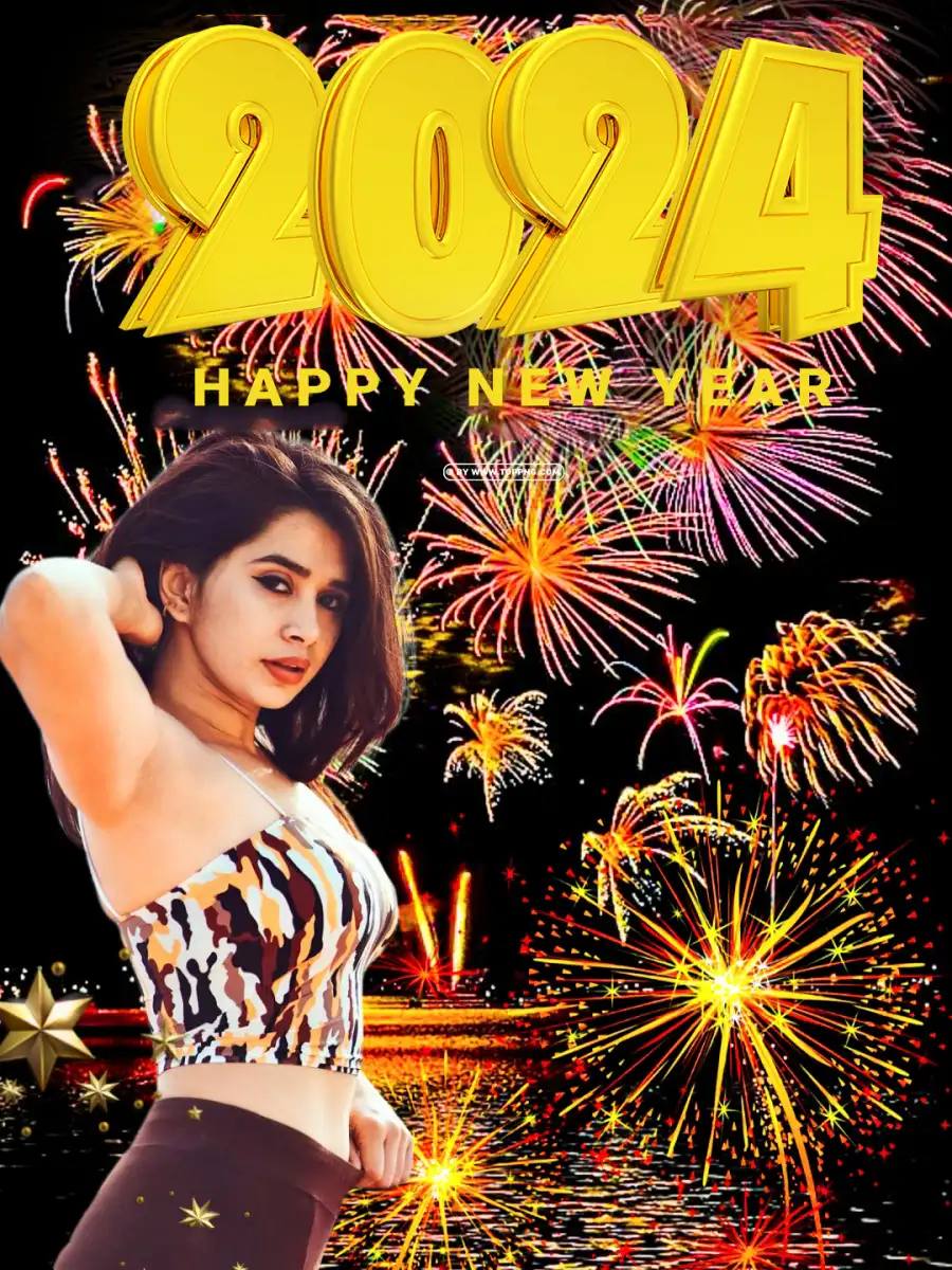 Happy New Year 2024 Girl With Fireworks Editing HD  Background