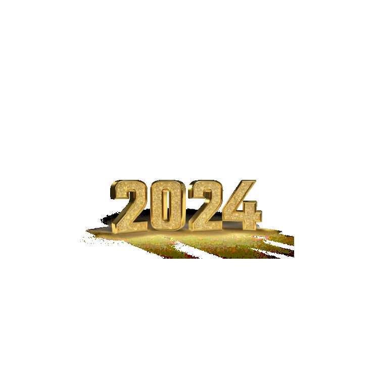 Happy New Year 2024 Gold And Diamond HD PNG Images