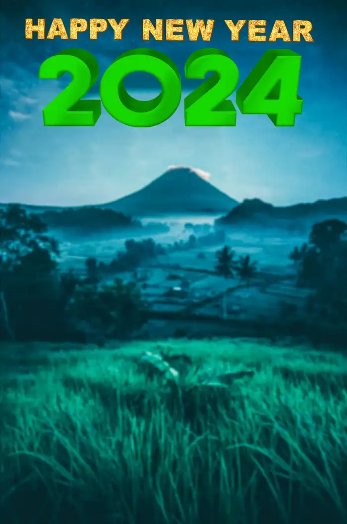 Happy New Year 2024 Landscape With A Mountain In The Background For CB