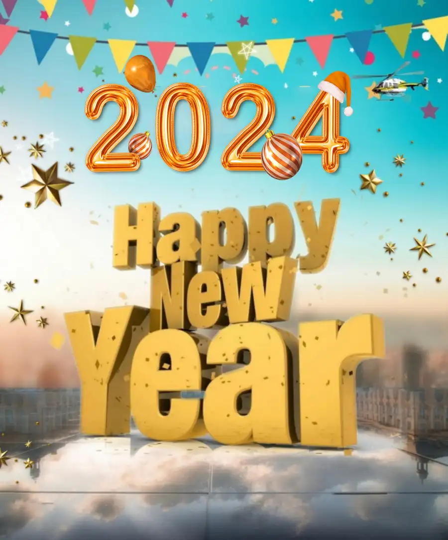 Happy New Year 2024 Large Big Size Logo  Background