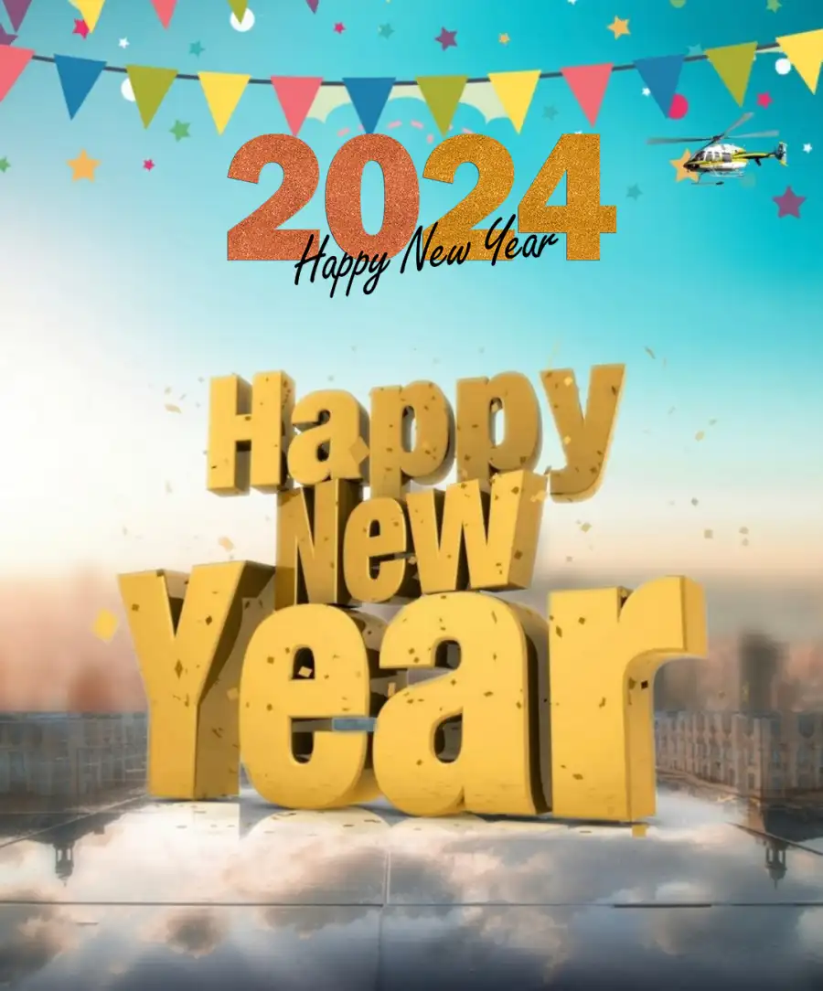 Happy New Year 2024 Logo Large Size Editing  Background