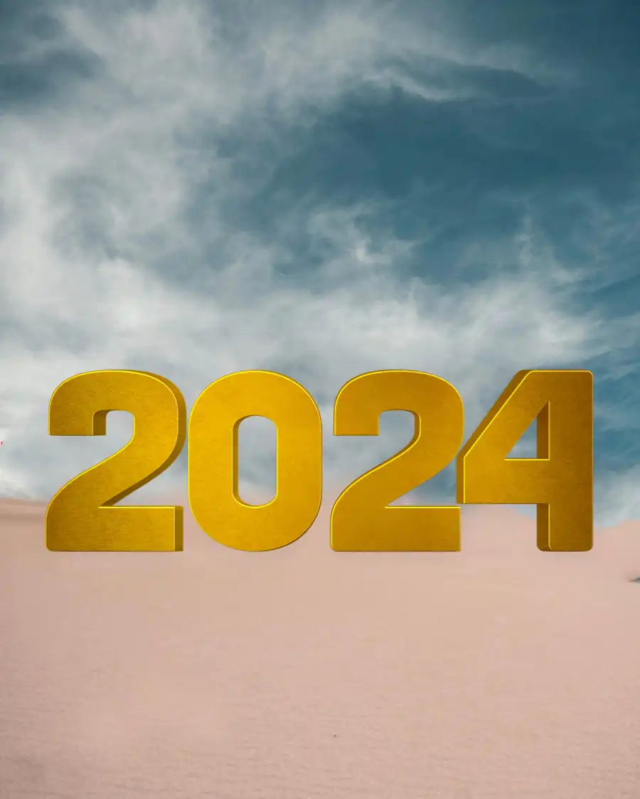 Happy New Year 2024 Logo On A Beach Picsart Background