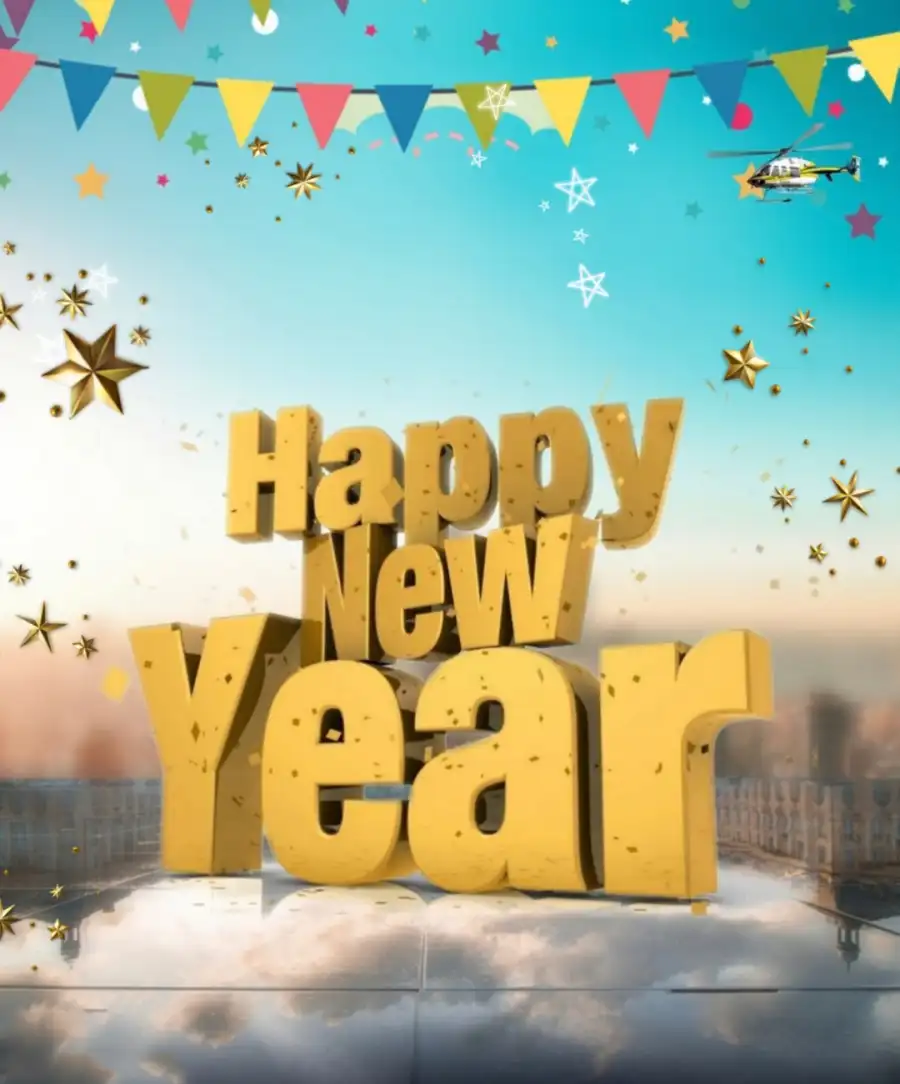 Happy New Year 2024 Logo With Stars And A Flag Background