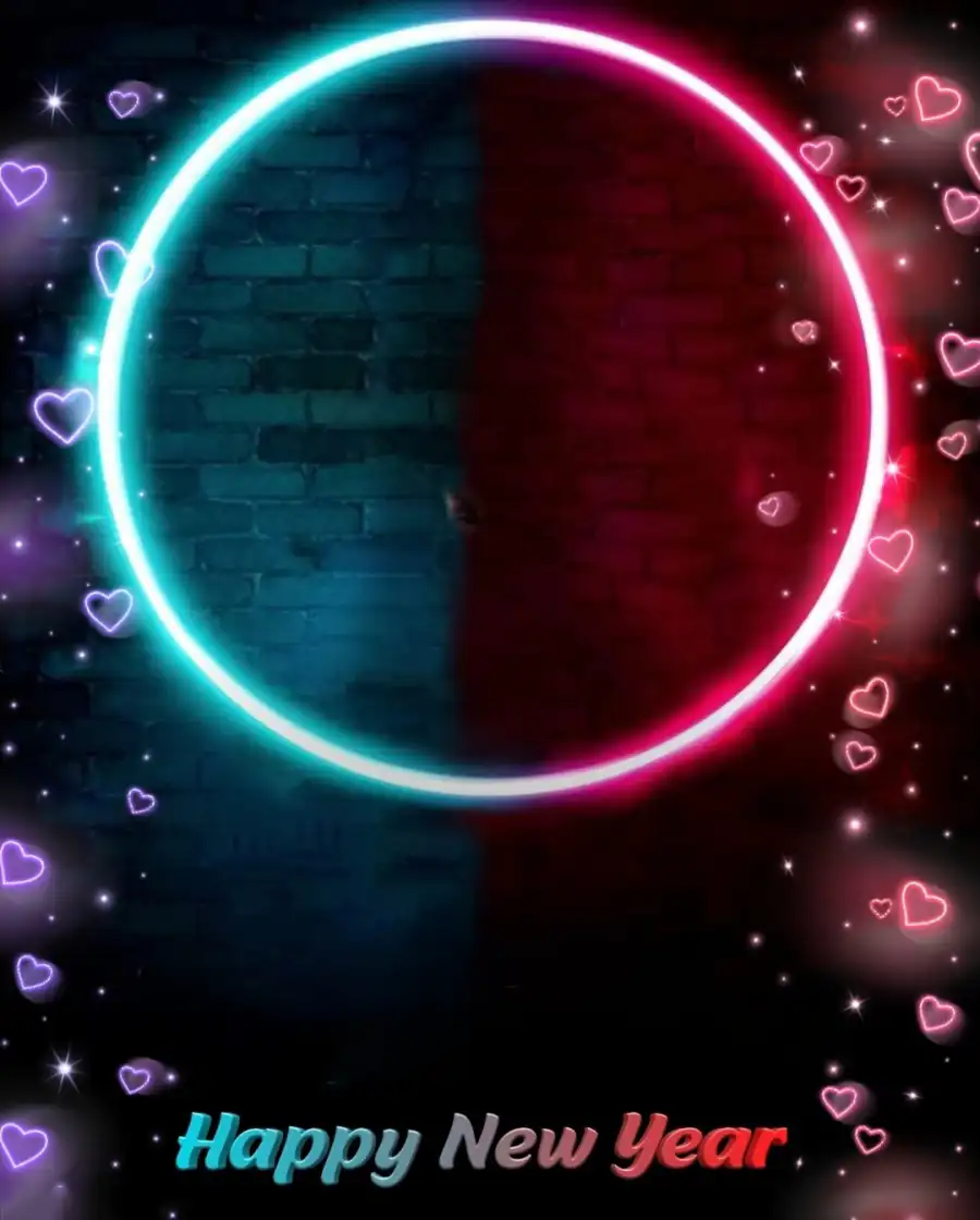 Happy New Year 2024 Neon Ring Light HD  Background