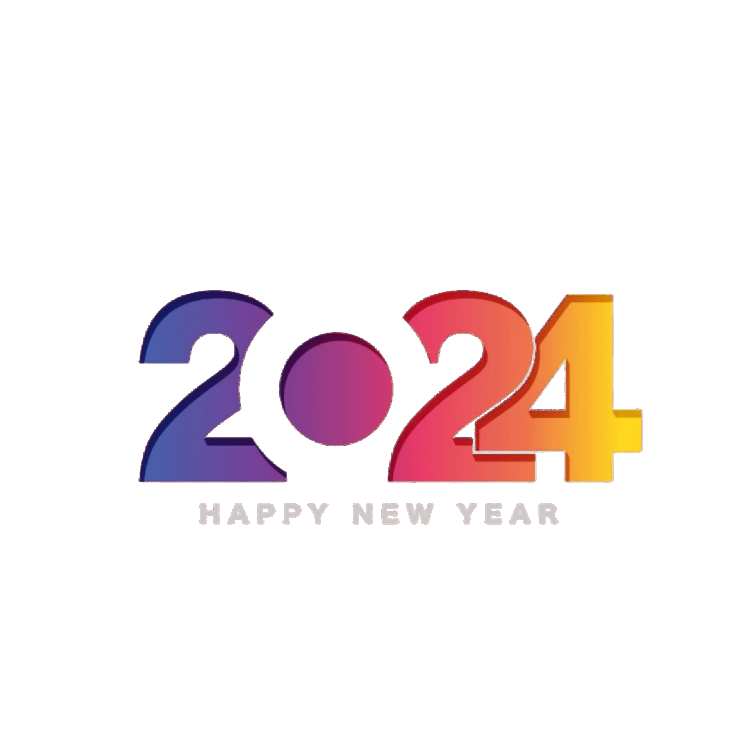 Happy New Year 2024 Number Text HD PNG Images