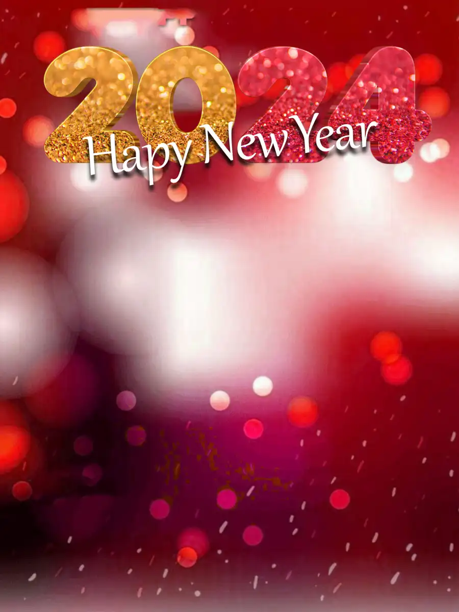 Happy New Year 2024 Red Bokeh HD Editing  Background