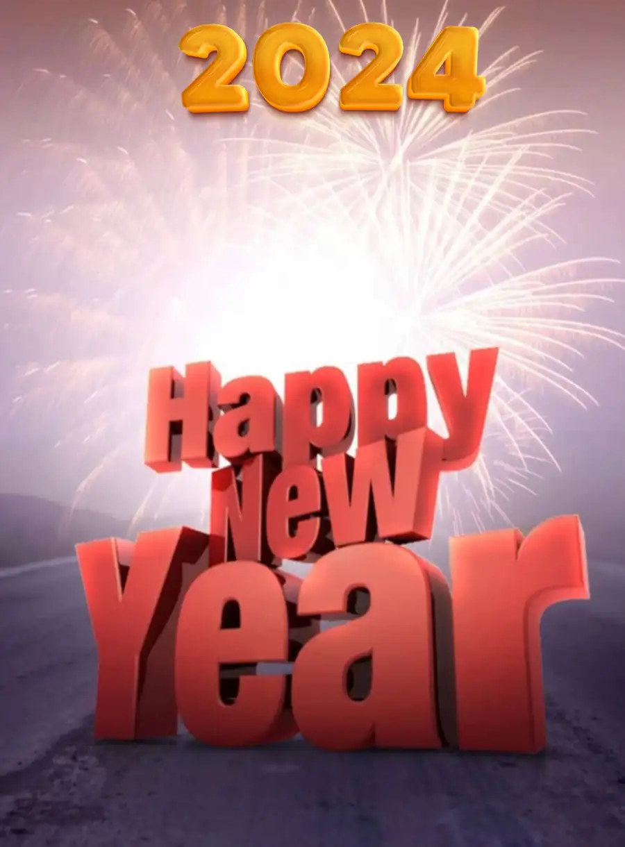 Happy New Year 2024 Red Logo Editing  HD Background