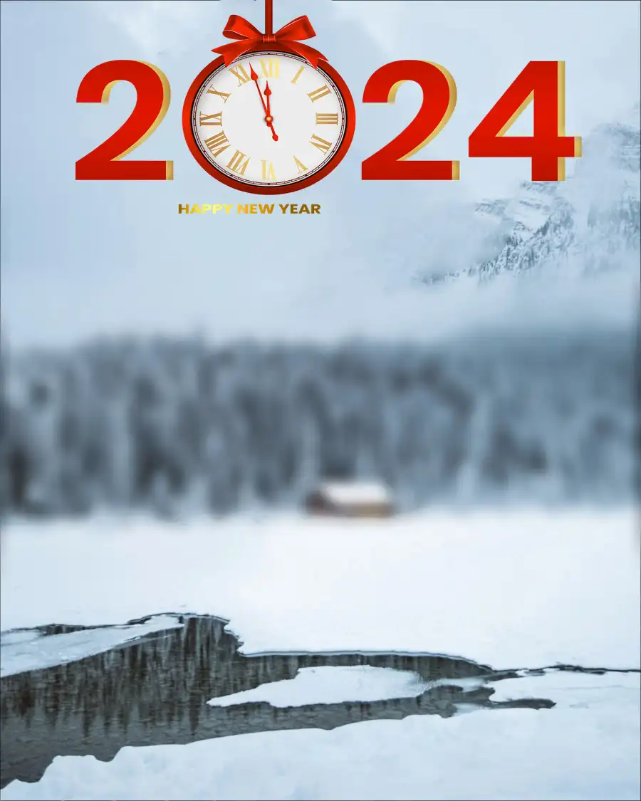 Happy New Year 2024 Snow Covered Ground Editing  Background