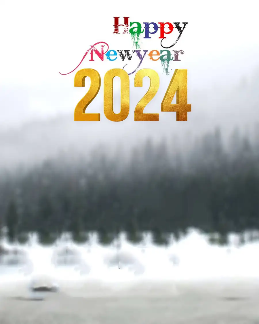 Happy New Year 2024 Snow Forest Editing Background