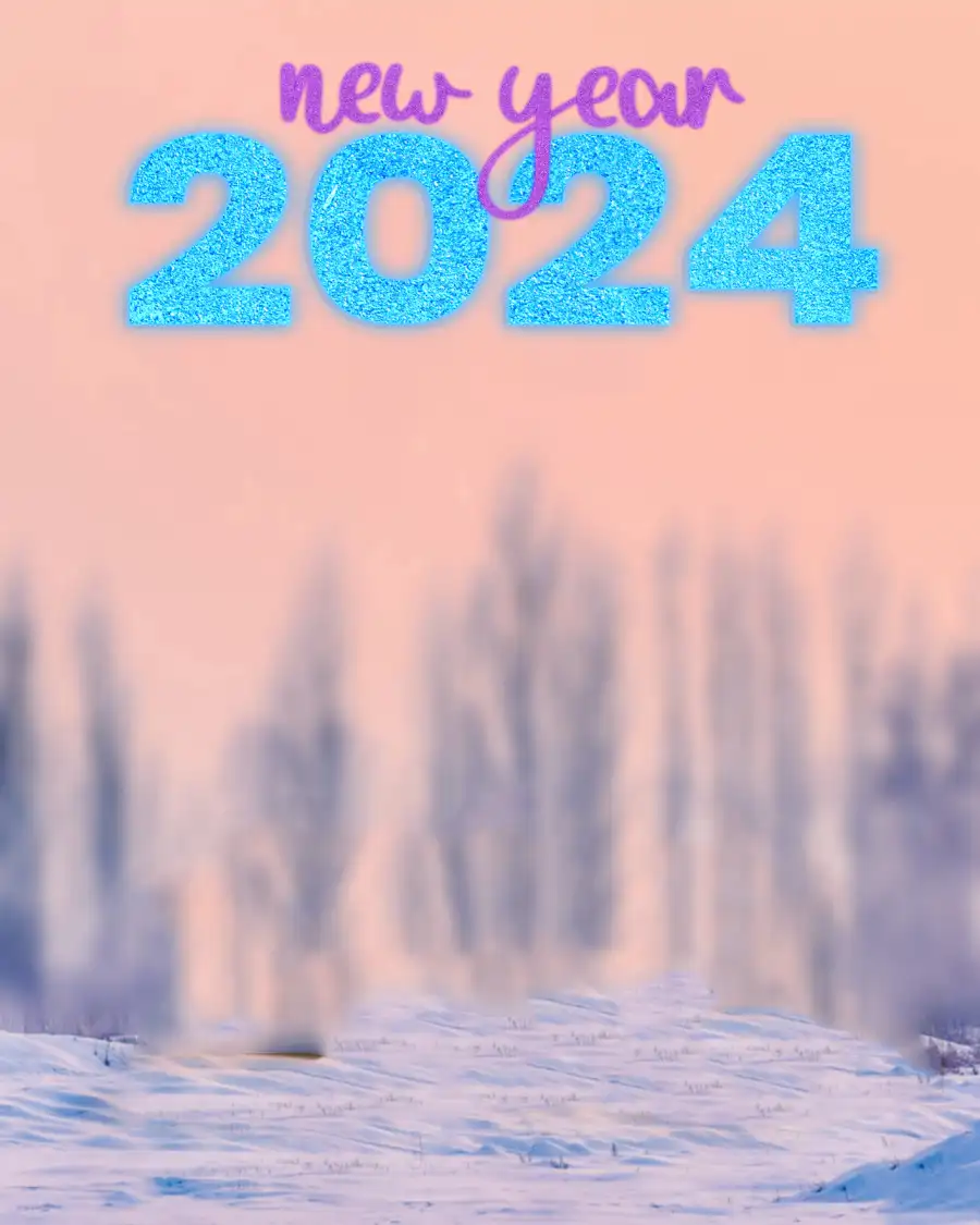 Happy New Year 2024 Snow Forest HD Background