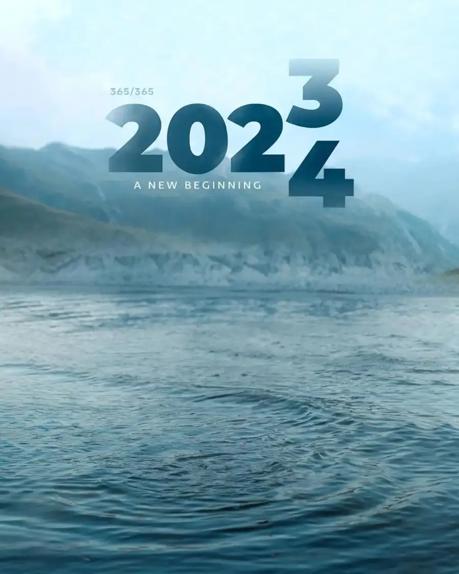 Happy New Year 2024 Water Sea Background