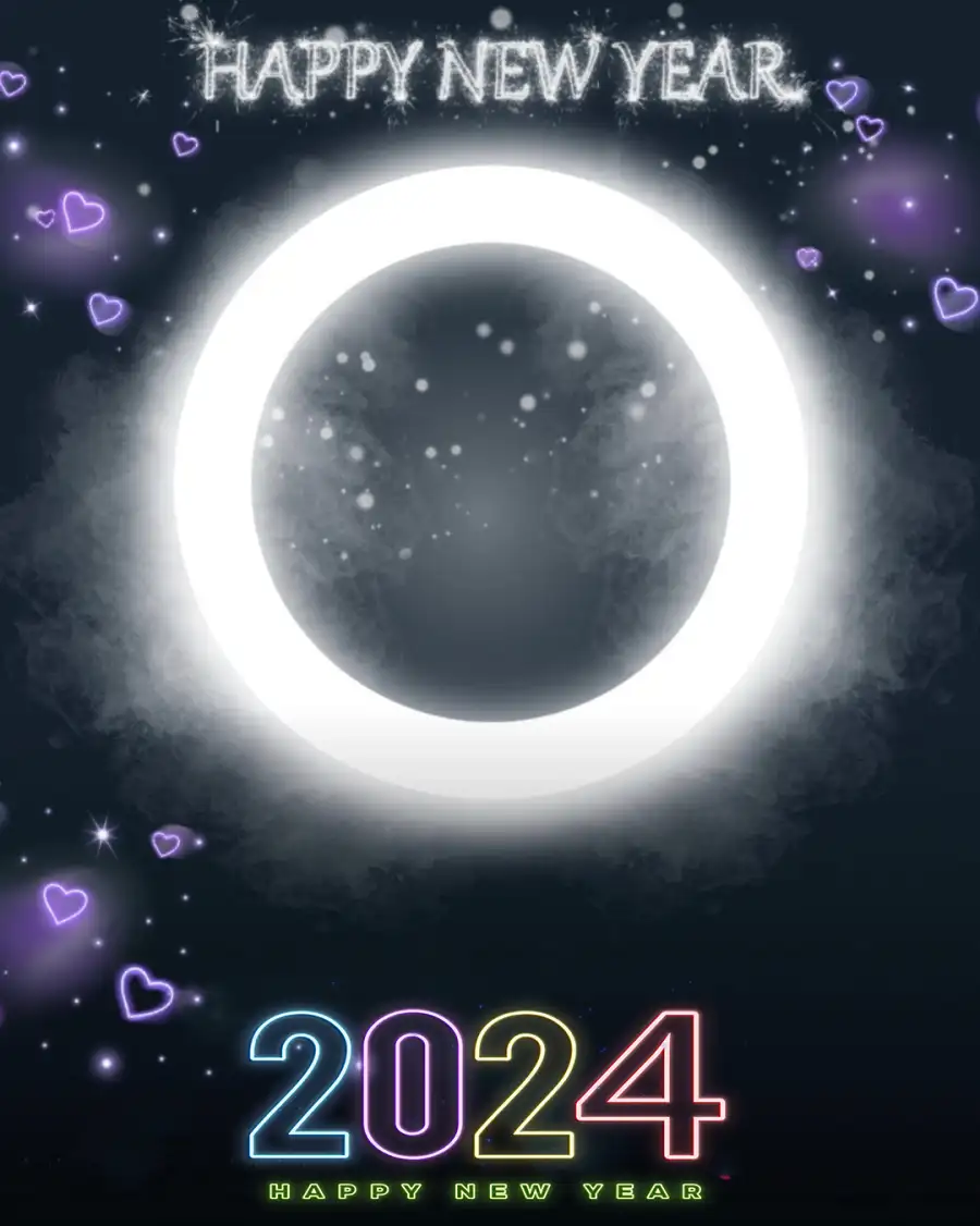 Happy New Year 2024 White Circle Editing  Background