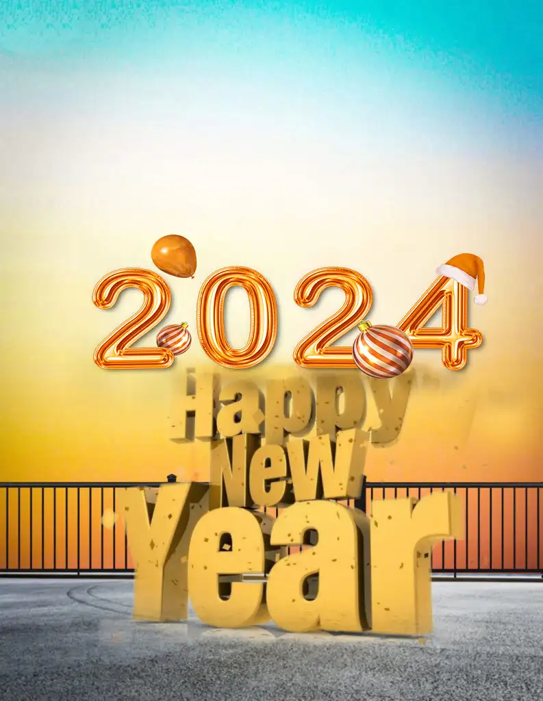 Happy New Year 2024 Yellow Logo Editing  HD Background