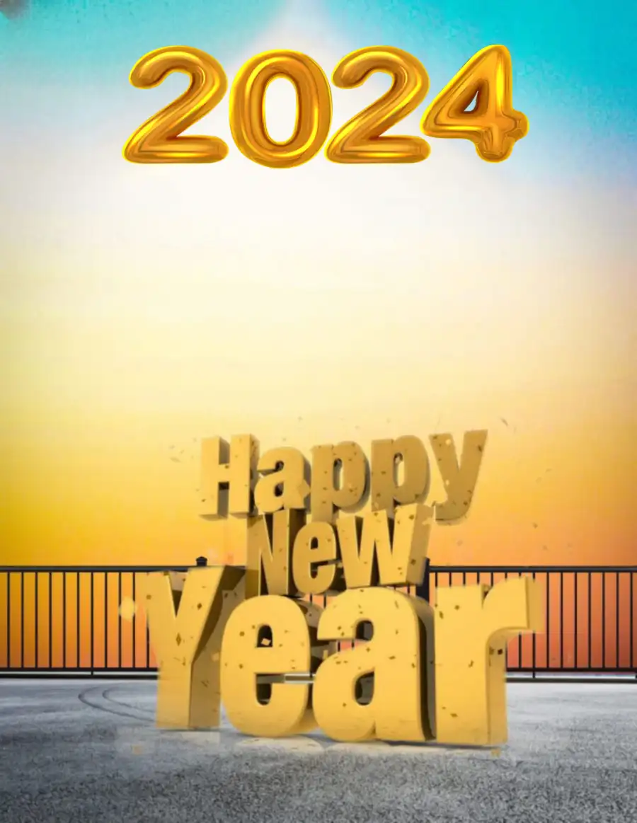 Happy New Year 2024 Yellow Logo Editing  HD Background