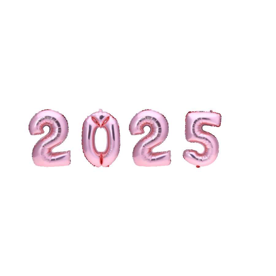 Happy New Year 2025 Balloon Number Pink PNG