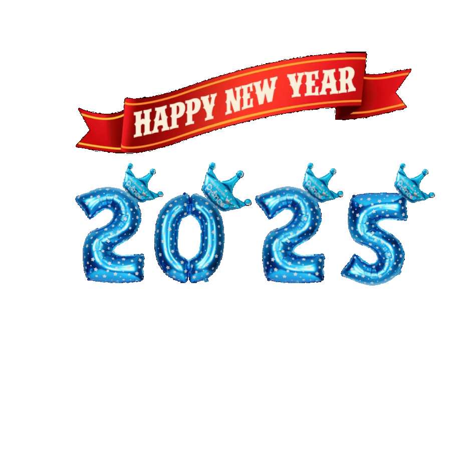 Happy New Year 2025 Blue Balloons HD PNG )