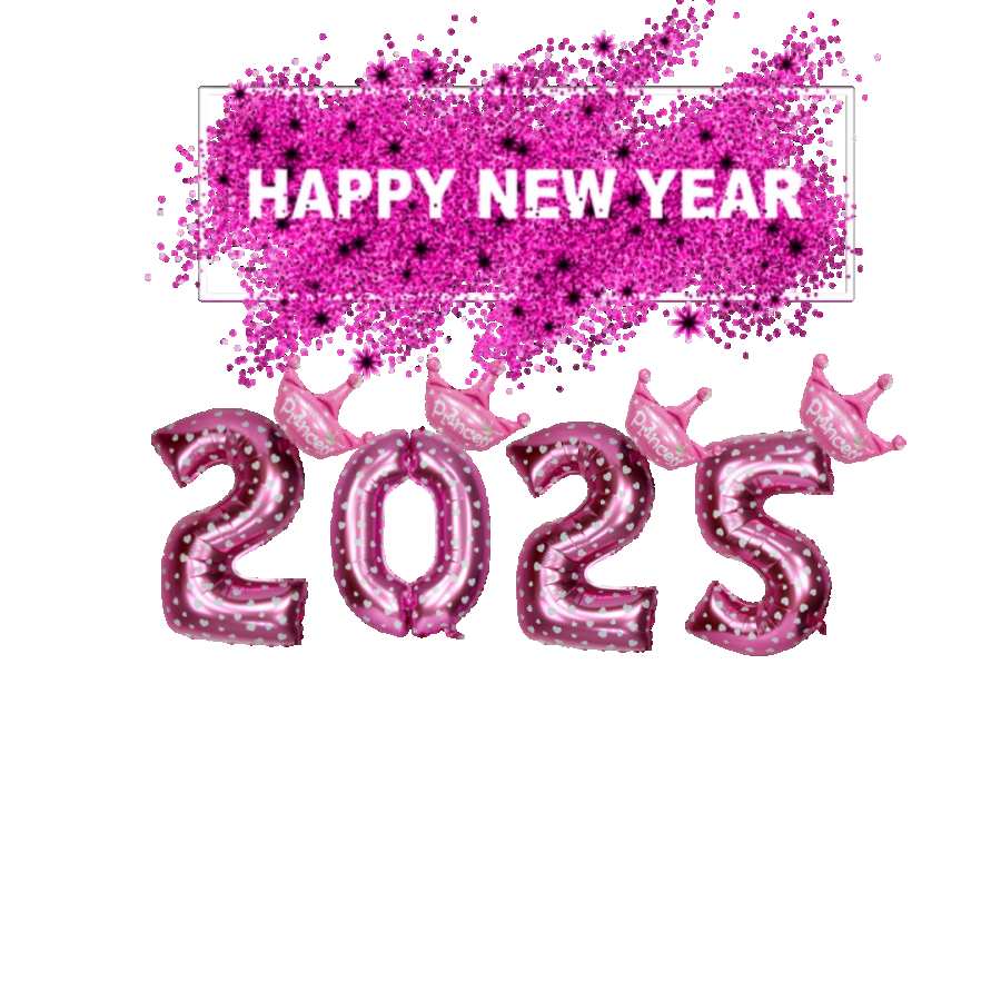 Happy New Year 2025 PNG Balloon Number