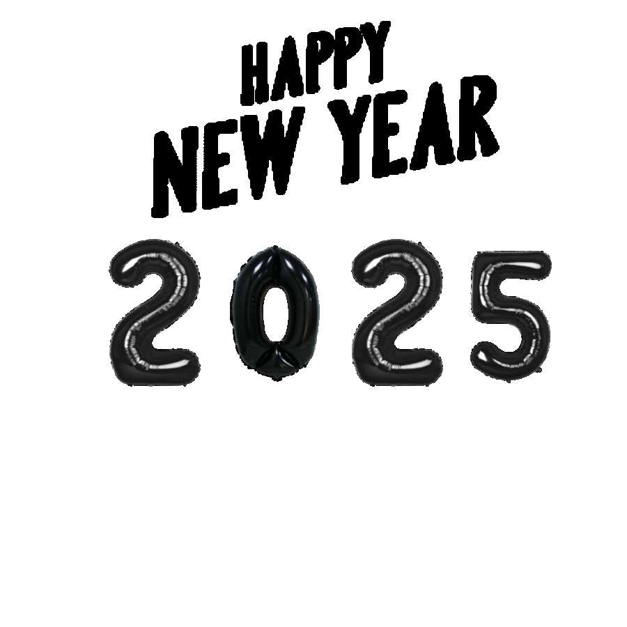 Happy New Year 2025 PNG Black Balloon