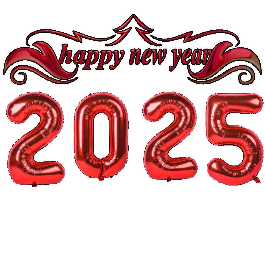 Happy New Year 2025 Red Balloons HD PNG  (2)